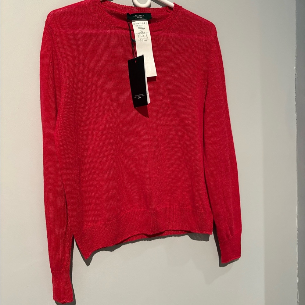 MaxMara Weekend Red Crew Neck Sweater linen